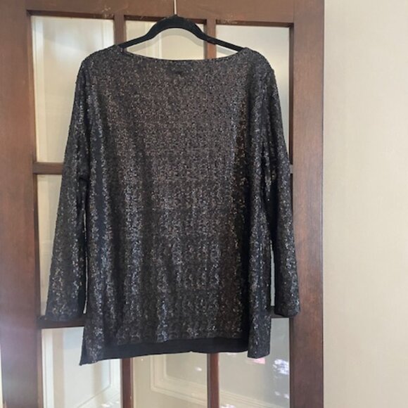 J.Crew Black Sequin Long Sleeved Shirt, Size XL, NWT - Picture 6 of 6